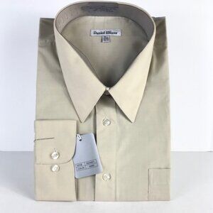 Daniel Ellissa Men's Sand Dress Shirt Convertible Cuffs Pocket Sizes 18.5 - 21.5